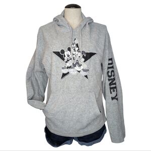 Disney Mickey Minnie Goofy Star Graphic Hoodie Women’s Large Grey 90s Y2K